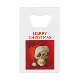 Frohe Weihnachten. Totenkopf mit Santa-Hut Geldbeutel Flaschenöffner