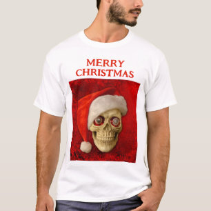 Frohe Weihnachten. Totenkopf mit Santa Hut T-Shirt