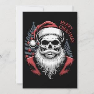 Frohe Weihnachten Totenkopf Weihnachtsmann Hut Bar Einladung