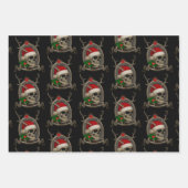 Frohe Weihnachten Totenschädel Stern Banner Mütze Geschenkpapier Set (Vorderseite)