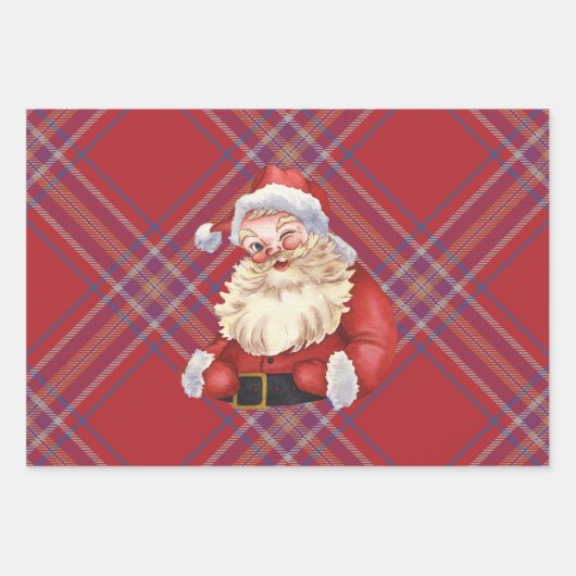 Frohe Weihnachten Traditioneller Weihnachtsmann un Geschenkpapier Set (Vorderseite 3)