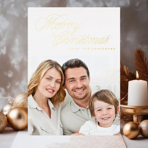 Frohe Weihnachten Traditionelles REAL Gold Foto Folien Feiertagskarte