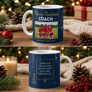 Frohe Weihnachten Trainer Personalisiertes Teamfot Kaffeetasse