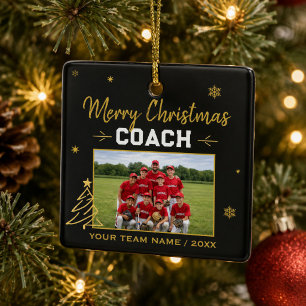 Frohe Weihnachten Trainer Personalisiertes Teamfot Keramikornament