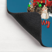 Frohe Weihnachten Traktor mit Santa Schneemann  Mousepad (Ecke)