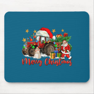 Frohe Weihnachten Traktor mit Santa Schneemann  Mousepad