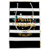Frohe Weihnachten Trendy Gold Glitzer Text Design Mittlere Geschenktüte (Vorderseite)
