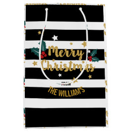 Frohe Weihnachten Trendy Gold Glitzer Text Design Mittlere Geschenktüte