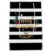 Frohe Weihnachten Trendy Gold Glitzer Text Design Mittlere Geschenktüte (Rückseite)