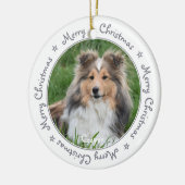Frohe Weihnachten Trendy Gray Einzigartiges Foto Keramik Ornament (Links)