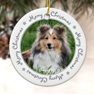 Frohe Weihnachten Trendy Gray Einzigartiges Foto Keramik Ornament