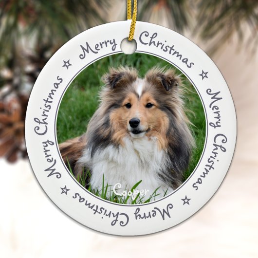 Frohe Weihnachten Trendy Gray Einzigartiges Foto Keramik Ornament
