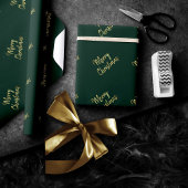 Frohe Weihnachten | Trendy Green und Gold Modern Geschenkpapier