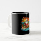 Frohe Weihnachten, Tropen, Santa Claus, Urlaub Zweifarbige Tasse (Vorderseite Links)