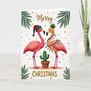 Frohe Weihnachten Tropical Flamingo Karte