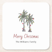 Frohe Weihnachten Tropical Palm Trees Beach Rechteckiger Pappuntersetzer (Vorderseite)