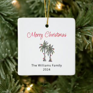 Frohe Weihnachten Tropical Palm Trees Keramikornament