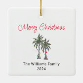 Frohe Weihnachten Tropical Palm Trees Keramikornament (Rückseite)