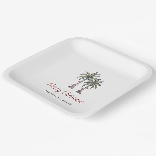 Frohe Weihnachten Tropical Palm Trees Urlaub Pappteller (Gewinkelt)