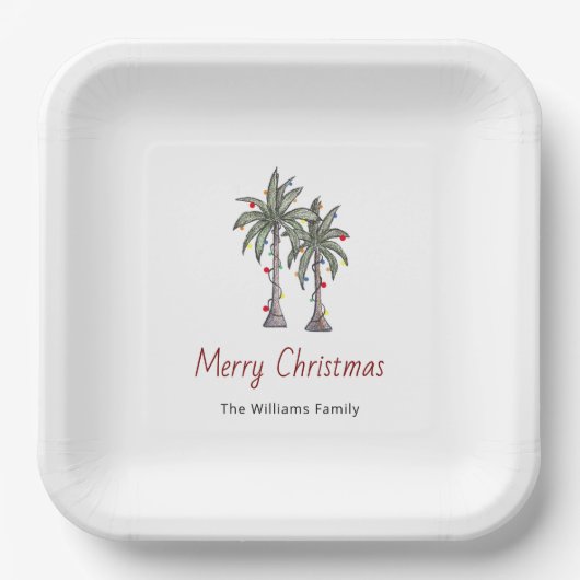 Frohe Weihnachten Tropical Palm Trees Urlaub Pappteller (Vorderseite)