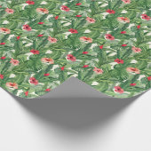 Frohe Weihnachten Tropische Blume Leaf Green Red Geschenkpapier (Ecke)