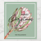 Frohe Weihnachten Tropische Blume Weinetikett (Einzelnes Label)