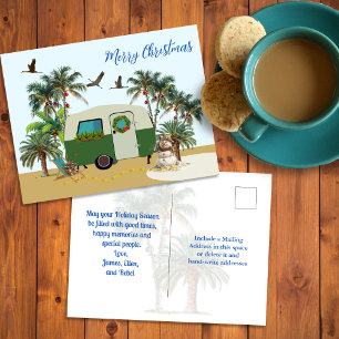 Frohe Weihnachten Tropische Camping-Postkarte Postkarte
