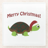 Frohe Weihnachten! Turtle Glasuntersetzer (Vorderseite)