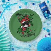 Frohe Weihnachten Tuxedo Cat Pappteller (Party)