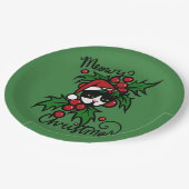 Frohe Weihnachten Tuxedo Cat Pappteller (Schrägansicht)