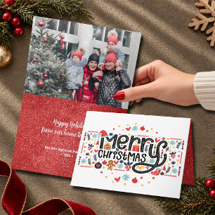 Frohe Weihnachten Typografie gefaltete Foto