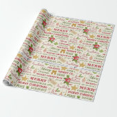 Frohe Weihnachten Typografie Geschenkpapier (Ungerollt)