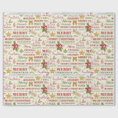 Frohe Weihnachten Typografie Geschenkpapier (Flach)