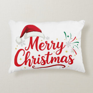 Frohe Weihnachten Typografie mit Santa Hut und Sch Dekokissen