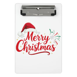 Frohe Weihnachten Typografie mit Santa Hut und Sch Mini Klemmbrett