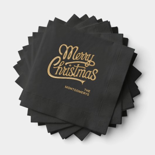 Frohe Weihnachten Typografie Party Servietten Mit Folie (Insitu (Gestapelt))
