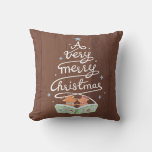 Frohe Weihnachten Typografie Rentiere Wurf Kissen