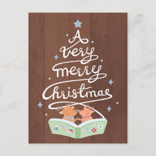 Frohe Weihnachten Typografie Süße Rentiere Postkar