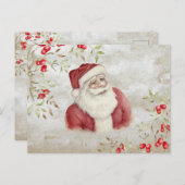 "Frohe Weihnachten" Typografie Wasserfarbe Santa Postkarte (Vorne/Hinten)