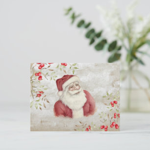 "Frohe Weihnachten" Typografie Wasserfarbe Santa Postkarte