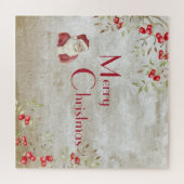 "Frohe Weihnachten" Typografie Wasserfarbe Santa Puzzle (Horizontal)