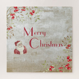 "Frohe Weihnachten" Typografie Wasserfarbe Santa Puzzle