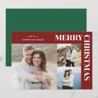 Frohe Weihnachten Typografie Weiß auf Rot 3 Fotos