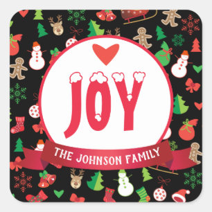 Frohe Weihnachten u. guten Rutsch ins Neue Jahr! Quadratischer Aufkleber