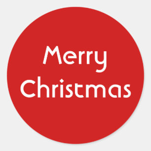 Frohe Weihnachten. Übersichtliches Design. Rote Runder Aufkleber