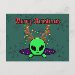 "Frohe Weihnachten" UFO Alien Postcard Postkarte