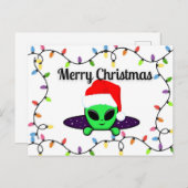 "Frohe Weihnachten" UFO Alien Postcard Postkarte (Vorne/Hinten)