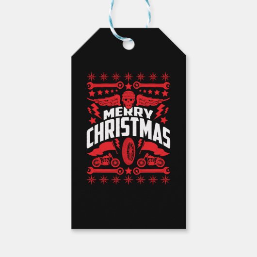 Frohe Weihnachten Ugly Christmas Motorrad Biker Geschenkanhänger (Vorderseite)