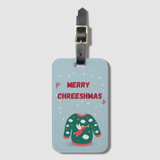 Frohe Weihnachten Ugly Sweater Angel Gepäckanhänger (Vorderseite Vertikal)