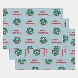 Frohe Weihnachten Ugly Sweater Angel Geschenkpapier Set